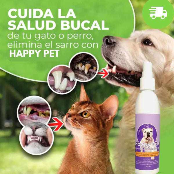 ENJUAGUE BUCAL HAPPY PETS ® ELIMINA EL MAL ALIENTO Y SARRO DE TUS MASCOTAS
