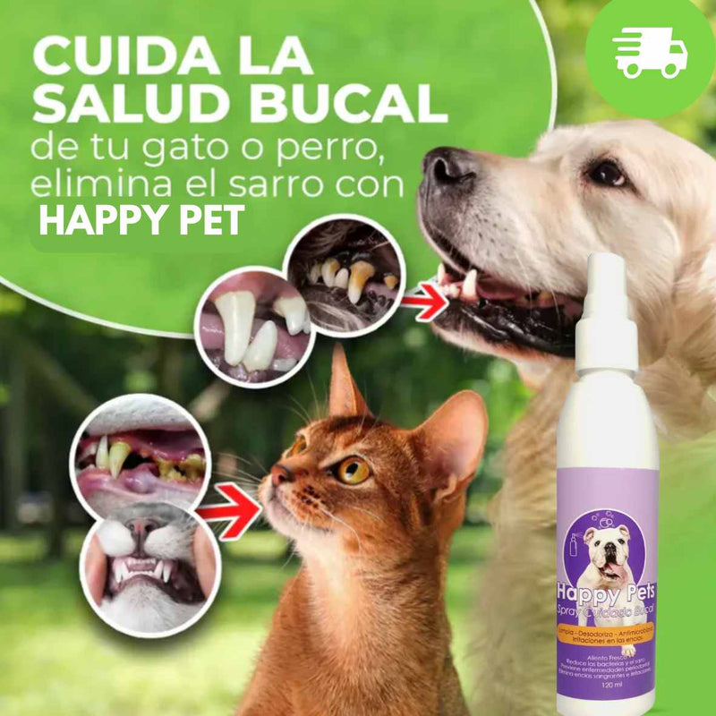 ENJUAGUE BUCAL HAPPY PETS ® ELIMINA EL MAL ALIENTO Y SARRO DE TUS MASCOTAS